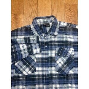 The Vermont Flannel Co Shirt Mens Large Blue Green Plaid Long Sleeve Button-Up
